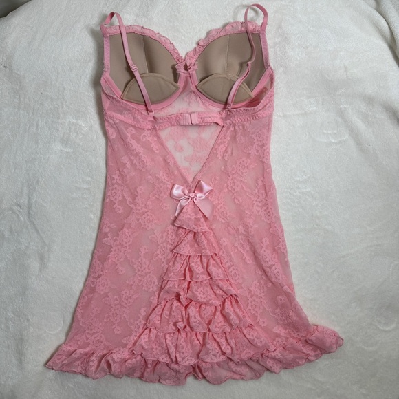 Victoria's Secret corset top slip dress lingerie with ruffle back - Picture 1 of 5